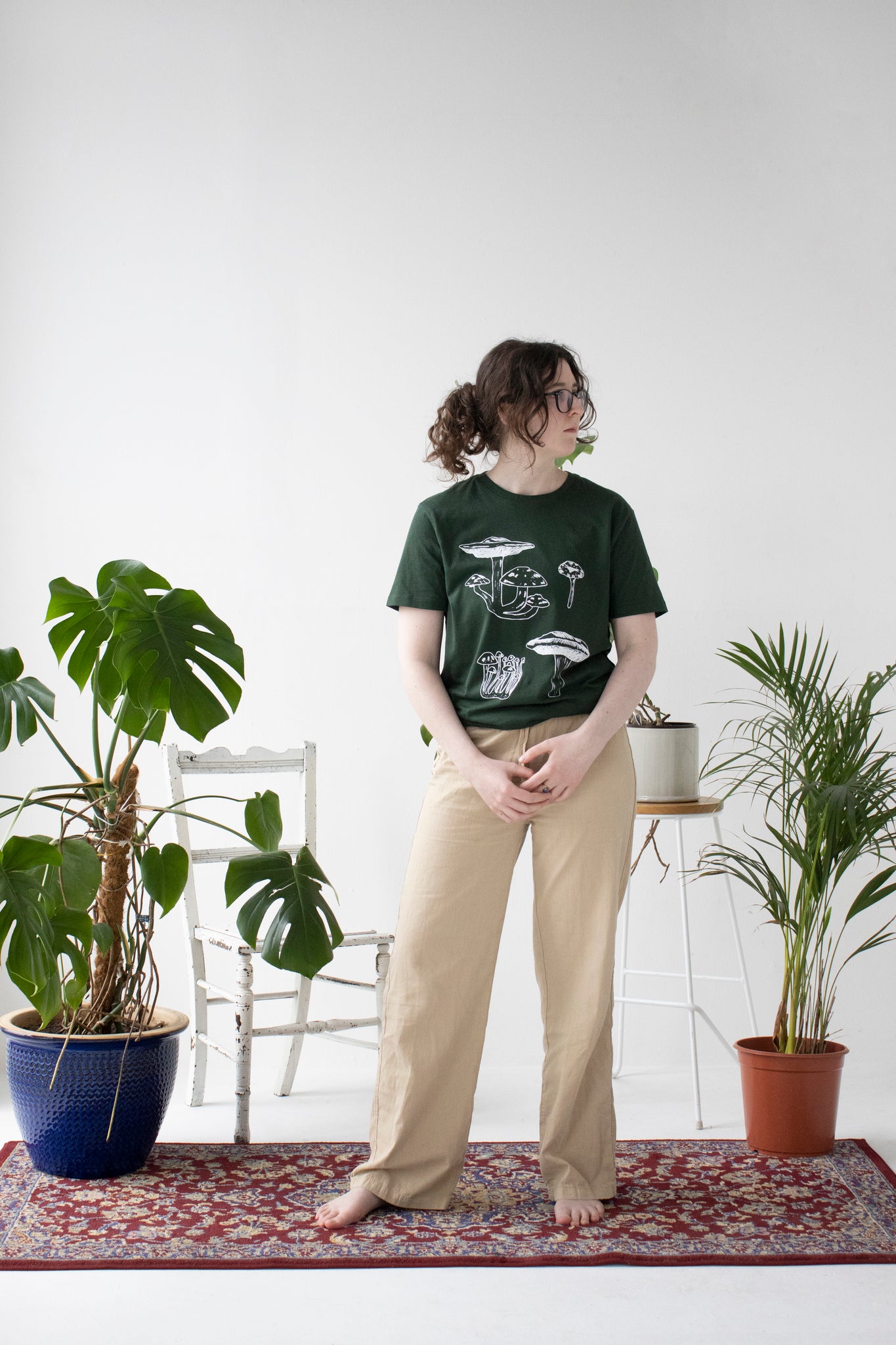 Green vegan mushroom T-shirt
