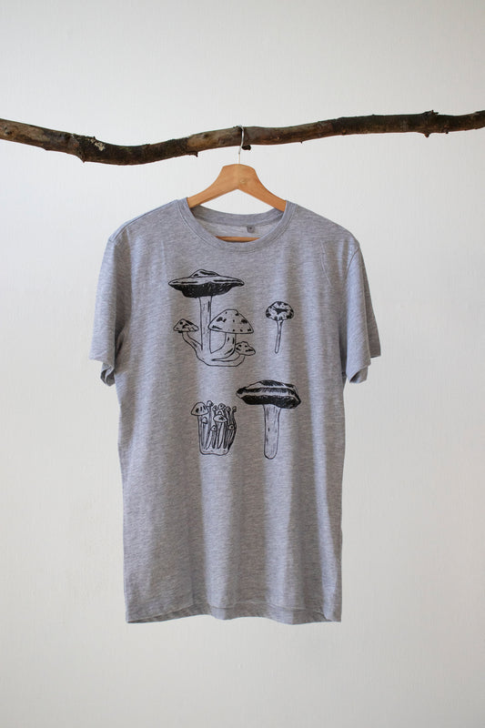 Grey vegan mushroom T-shirt